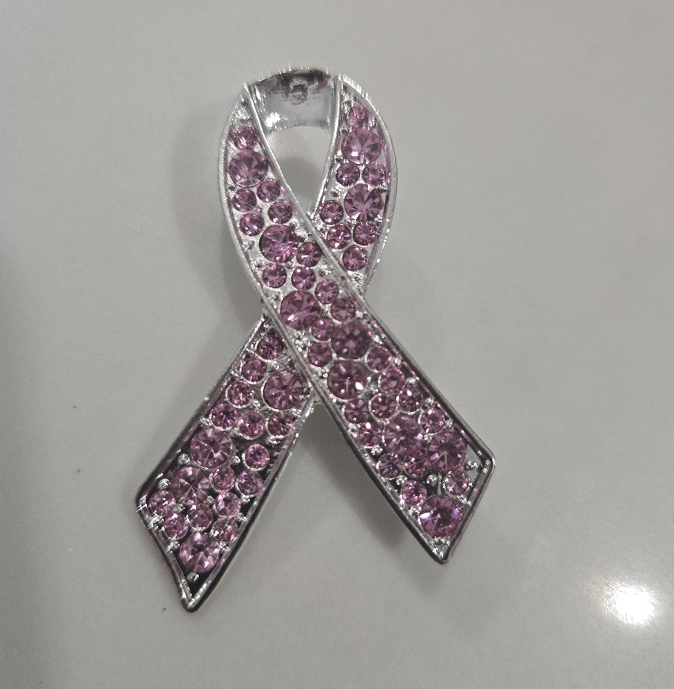 🔥Elegant Silver & Pink Ribbon Brooch🔥